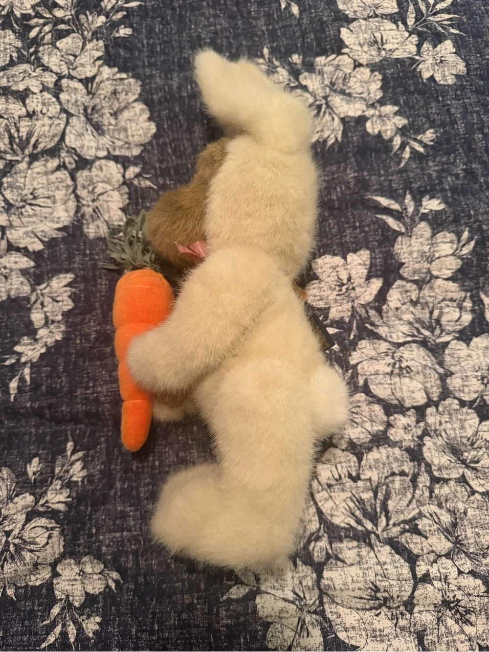 Boyds Bears Cream Plush Bunny Holding Bright Orange Carrot